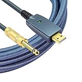 USB Guitar Cable, USB Guitar Interface Male to 6.35mm 1/4 Inch TS Mono Electric Guitar Converter Cable, USB Guitar Cable to Computer for Instruments Recording and Improving 3m/10ft (Green)