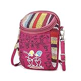 JOSEKO Handy Umhängetasche, Canvas Crossbody Tasche Universal Handytasche zum Umhängen Geldbörse Kleine Tasche für Damen Frauen Mädchen Kinder iPhone 6 Plus 7 Plus Galaxy Note 5 4 S7 Edge(Rose)