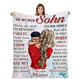 Tiamy Personalisierte Decke Flanelldecke Kuscheldecke Cuddly Blanket f Geschenke An Meinen Sohn Mama Ermutigen Und Lieben,Flauschige or Christmas, Birthday, Graduation,MutterzuSohnC-150x200