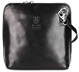 Bellissimo BELLI ital. Ledertasche Damen Umhängetasche Handtasche Schultertasche - 17x16,5x8,5 cm (B x H x T) (Black)