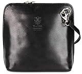 Bellissimo BELLI ital. Ledertasche Damen Umhängetasche Handtasche Schultertasche - 17x16,5x8,5 cm (B x H x T) (Black)