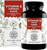 NATURE LOVE® Vitamin B Komplex Forte - Mit 500 µg Vitamin B12 pro Tagesdosis - 180 Kapseln (6 Monate). Mit bio-aktiven Vitamin B Formen - bis zu 10-fach höher dosiert als andere Vitamin B Komplex