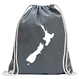 Kiwistar - Neuseeland Umriss Kontur Turnbeutel Fun Rucksack Sport Beutel Gymsack Baumwolle mit Ziehg