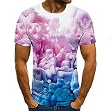 T-Shirt Herren Kurzarm 3D Schick Druck Tops Herren Sommer Rundhals Slim Fit Shirt Herren Work Lässig All-Match T-Shirt Herren Moderner Urban Style Shirt H