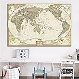 WSF-MAP, 1 stück reliabli art vintage world map Bilder leinwand poster und drucke wandkunst bilder hause schlafzimmer wand wohnzimmer kein frame (Farbe : VintageMap, Größe : 12x18)