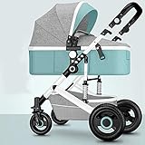 LYXY 2 in 1 Cabrio Reversible Baby-Kinderwagen,kompakter Reisewagen,Einer Handfalte,Leichter Kinderwagen-Kinderwagen mit 3D-Suspension (Farbe : Mint Green, Größe : Steel)