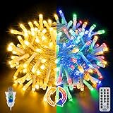 Ollny Lichterkette Innen, 10M 100 Led Lichterkette Warmweiß und Bunt 4 in 1 USB Lichterkette Ostern mit Fernbedienung, IP44 Lichterkette außen 11 Modi Lichterkette Kinderzimmer Weihnachtsbeleuchtung