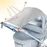 tEEZErshop Universal Sonnensegel für Kinderwagen mit UV Schutz Beschichtung 50+| Reißfester & waschbar Sonnenschutz | Markisen für Kinderwagen& Buggy mit Tasche(Hellgrau)