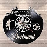 Wwbqcl Vinyl Uhr Dortmund City Skyline Wanduhr Amerikanische Wanduhr American Football Stadion Fans Championship Vinyl W