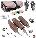 Holz-Schnitzwerkzeug Set für Anfänger und Profis,mit Schnittschutzhandschuhe- Extra Starker Level 5 Schutz,Schnitzset kinder Schnitzmesser Erwachsene,Ein Tolles Geschenk für Holzschnitzerliebhab
