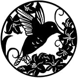 BMDHA Kolibri Schmiedeeisen Metall Silhouette, 60cm Runde Moderne Minimalistische Hintergrund Wanddekoration, Schmiedeeisen Wand Kunst Wand Silhouetten FüR Kunsthandwerk
