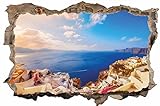 DesFoli Griechenland Meer 3D Look Wandtattoo 70 x 115 cm Wanddurchbruch Wandbild Sticker Aufkleber D271