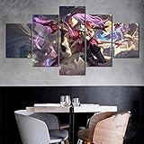 MPPSU Katarina Battle-Queen Game-Poster Wanddekoration Wohnzimmer Leinwandbild Jugendzimmer Poster Set Modern 5 Teiliges Wandbild Bedroom Decor XXL Bilder Mit Rahmen 150 * 80