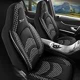 Auto-Sitzbezüge komplett Auto-Sitzbezug Set Fahrersitz und Beifahrer Rücksitz-Bank Auto-Zubehör Schonbezug Autositzbezüge kompatibel für FIAT Ducato in Schwarz Grau Pilot 3.1