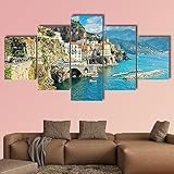 Moderne Dekorative 5 Tlg Leinwanddrucke Wand Kunstwerk Hd Leinwand Berühmter Urlaubsort Von Amalfi In Italien X 5 Teilig Leinwandbilder Kreatives Geschenk Xxl Dekorative Leinwand 5 Stück Modern B