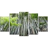 Laimi Dichter Bambuswald Non-Woven Canvas Picture 5-Piece Art Print Modern Wall Picture XXL Wall Decoration Design Wall Picture Abstract R