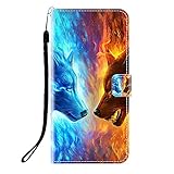 Sunrive Kompatibel mit Samsung Galaxy S6 Edge Hülle,Magnetisch Schaltfläche Ledertasche Schutzhülle Etui Leder Case Handyhülle Tasche Schalen Lederhülle MEHRWEG(Q Wolf 4)