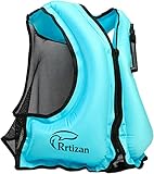 Rrtizan Schwimmweste für Erwachsene, Schwimmhilfe Schwimmwesten, Tragbare aufblasbare Schnorchel Flotation Sicherheitsjacke für Damen Herren, Schnorchelweste für Kajak Bootfahren, S