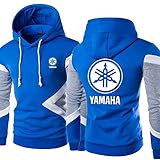 CHUSS Herren Pullover Hoodie Sweatshirt für Yamaha Bedruckte farblich passende Hoodies Unisex Langarm Pullover Hoody Tops – Teenager Geschenk-Blue+Gray||L