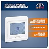 Digital Raumthermostat DRT-TS mit Touchscreen für elektrische Heizungen, Fußbodenheizung, Programmierbares Wandthermostat Unterputz 230V mit Tages/Wochenprogramm von imow