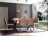 WFL GROUP Ausziehbarer Esstisch - Großer Tisch im Loft-Stil mit Metallbeinen - Industrieller Tisch für Wohnzimmer - Spacesaver -, Farbe:Handwerk Eiche Gold, Große:160