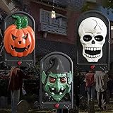 Xploit Halloween Türklingeldekoration Halloween Türklingel Sound Und LED Licht Batterien Betrieb 19,5 11,5 2 cm Kürbis Hexe Geisterkopf-Türkling