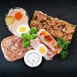 WURSTBARON® Aspik Wurst Probierpaket 1000g mit Sülzkotelett, Sülze, Zwiebelfleisch, Schinkenröllchen Fleischsalat, Grillfleisch im G