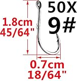 JUJIANFU WJW-YG, 50 Teile/los Angelhaken 6# 1# 1/0-5/0# Angelhaken Köderhalter Jig Big Barbed Hook Drillinge Angelgerät Pesca (Color : Size 9)