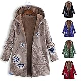 Damen Winterjacke Sale Lang mit Fell Grau Große Größen Plüschmantel Plüschjacke Fleecejacke Fleecemantel Fleece Mantel Plüsch Jacke Winter Herbst Teddymäntel Steppjacke Übergangsjacke Kapuzenjack