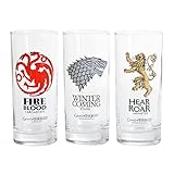 Elbenwald Game of Thrones Gläser Set 3-TLG. mit Stark Targaryen Lannister Wappen 250