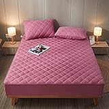 HAIBA Matratzen-Bett-Schoner mit Spannumrandung | Auch für Boxspring-Betten und Wasser-Betten geeignet | Microfaser | 100% Polyester | Matratzen-Auflage,lila,48x74cm(2pcs)