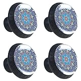 Blauer Mandala-Vektor-Ornament, runder Knauf, Einzelloch, runde Schubladengriffe – Küchenschrank-Hardw