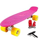 FunTomia Mini-Board 57cm Skateboard mit oder ohne LED Leuchtrollen inkl. Aluminium Truck und Mach1 ABEC-11 Kugellag