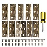 10 Stück Türscharniere, 75mm Retro Scharniere Steckverbinder bronzefarbene 60 antiken Scharnierschrauben, verdickte Klappscharniere für Heimmöbel, Holztürscharniere für Außen- und Innentü