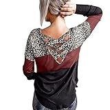 Damen Druck O Hals Kreuz Rückenfrei Langarm Pullover Kleidungsstück Lässige T-Shirts Tops,Mode Große Größen Bluse Shirt Sweatshirts Leinen Baumwolle Hemd Oberteile Druck T-Shirt Langarm B