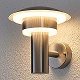 Lindby Edelstahl LED Wandleuchte außen IP 44 | Wandlampe aussen modern silber | Aussenleuchte Wand | Außenbeleuchtung Wand für Hof, Garten, Terrasse, Balkon | Außenw