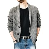 Corumly Herren Pullover Pullover Pullover Einreiher Revers Einreihig V-Ausschnitt Gerippter Saum Modisch Lässig Bequem Schlank Abnehmen M