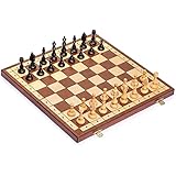 YJF-MRY 15' Schachspiel, Schachbrettspiel Für Erwachsene, Magnetisches Schachspiel Für Kinder, Faltbares Reise-Schachspiel Aus Holz Mit Aufbewahrung