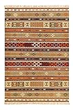 Kelim Teppich aus Bester Wolle, nachhaltig, handgewebt, Naturfaser Teppiche geeignet für Wohnzimmer, Schlafzimmer, Flur, Esprit Home (170 x 240 cm, Sand Braun Bunt)