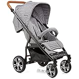 Gesslein Buggy S4 Air+ Design 545 mit Liegefunktion, klein zusammenklappbar, für große Kinder bis 25 kg, veganer Lederschieber cognac höhenverstellbar, Kinderwagen Sportwagen, g