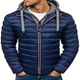 ADDZYY Herren Steppjacke Gefütterte Jacke sportliche Übergangsjacke Herrenjacke leichte Winterjacke modische Jacke für Männer Daunenjacke Sportjacke Freizeitjacke mit Kapuze Street Sty