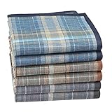 Houlife Herren Taschentücher 100% 60er gekämmte Baumwolle Klassisches Schottenkaro-Muster Dunkle Farbe Streifen Plaid Einstecktücher für Papa Großvater 6/12 Stück, 40 x 40 cm Gr. Medium, Gemischt 1