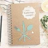 DIY Rezeptbuch zum selberschreiben – Meine Lieblingsrezepte – Modernes DIN A5 Kochbuch zum selbstgestalten mit Inhaltsverzeichnis, Register und Schutzfolie (Made in Germany)