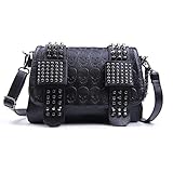 EVEOUT Damen Style Umhängetasche Pu-Leder mit Totenkopf-Print Handtasche Schwarz Lange Geldbörse Schulter Geldbö