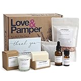 SLEEP WELL Aromatherapy Pampering Gift Set For Women,Lavender Essential Oil,Massage Oil, Himalayan Bath Salt, Essential Oil for Diffusers,Soy Wax Candle,Triple Milled Soap