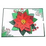 Weihnachtskarten Weihnachtsgrußkarte, Blumenmuster 3D Weihnachtskarte Papier verstecktes Design Geschenke Karte für Weihnachtsdekorationen - Weihnachtsb