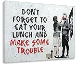Kunstbruder Leinwandbild Like Banksy Make Some Trouble! (div. Größen) Bild fertig auf Keilrahmen Kunstdruck auf Leinwand Wandbild Dekoration Street-Art Graffiti (30x40 cm)