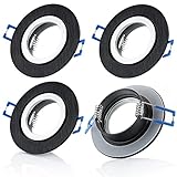 sweet-led, Sparpack IP44 Alu,Einbaurahmen, Feuchtraum Badezimmer, Bad/Einbauleuchte aus Aluminium, inkl GU10 Fassung, Klickverschluß, Spritzwassergeschützt, IP44 Einbaustrahler (4er,Schwarz)