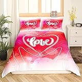 Bettwäsche 200x200 roter Liebespartner Liebhaber Weiche GebüRstet Mikrofaser 3D Muste Bettbezug Set und 2 Kissenbezug 80x80 cm mit ReißV