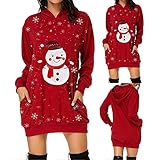 TWIOIOVE Party Kleider Damen sexy elegant Sweatshirtkleid Weihnachtspullover Christmas Cartoon Drucken Xmas Jumpers Knielang Langärmliges Kleid Abendkleid Wickelk